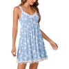 image:imageLYANER Womens Nightgown Sexy Sleeveless Babydoll Lingerie V Neck Lace Chemise Sleepwear NightdressLight Bluewhite Print