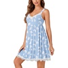 image:imageLYANER Womens Nightgown Sexy Sleeveless Babydoll Lingerie V Neck Lace Chemise Sleepwear NightdressLight Bluewhite Print