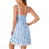 image:imageLYANER Womens Nightgown Sexy Sleeveless Babydoll Lingerie V Neck Lace Chemise Sleepwear NightdressLight Bluewhite Print
