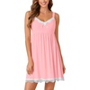 image:imageLYANER Womens Nightgown Sexy Sleeveless Babydoll Lingerie V Neck Lace Chemise Sleepwear NightdressLight Pink