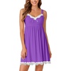 image:imageLYANER Womens Nightgown Sexy Sleeveless Babydoll Lingerie V Neck Lace Chemise Sleepwear NightdressLight Purple
