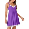 image:imageLYANER Womens Nightgown Sexy Sleeveless Babydoll Lingerie V Neck Lace Chemise Sleepwear NightdressLight Purple