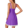 image:imageLYANER Womens Nightgown Sexy Sleeveless Babydoll Lingerie V Neck Lace Chemise Sleepwear NightdressLight Purple
