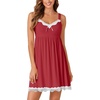 image:imageLYANER Womens Nightgown Sexy Sleeveless Babydoll Lingerie V Neck Lace Chemise Sleepwear NightdressLight Wine Red