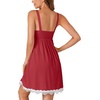 image:imageLYANER Womens Nightgown Sexy Sleeveless Babydoll Lingerie V Neck Lace Chemise Sleepwear NightdressLight Wine Red