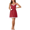 image:imageLYANER Womens Nightgown Sexy Sleeveless Babydoll Lingerie V Neck Lace Chemise Sleepwear NightdressLight Wine Red