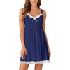 image:imageLYANER Womens Nightgown Sexy Sleeveless Babydoll Lingerie V Neck Lace Chemise Sleepwear NightdressNavy Blue