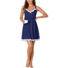 image:imageLYANER Womens Nightgown Sexy Sleeveless Babydoll Lingerie V Neck Lace Chemise Sleepwear NightdressNavy Blue