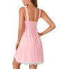 image:imageLYANER Womens Nightgown Sexy Sleeveless Babydoll Lingerie V Neck Lace Chemise Sleepwear NightdressPink