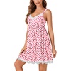 image:imageLYANER Womens Nightgown Sexy Sleeveless Babydoll Lingerie V Neck Lace Chemise Sleepwear NightdressPink Strawberry Print