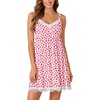 image:imageLYANER Womens Nightgown Sexy Sleeveless Babydoll Lingerie V Neck Lace Chemise Sleepwear NightdressPink Strawberry Print