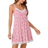image:imageLYANER Womens Nightgown Sexy Sleeveless Babydoll Lingerie V Neck Lace Chemise Sleepwear NightdressPink Strawberry Print