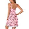 image:imageLYANER Womens Nightgown Sexy Sleeveless Babydoll Lingerie V Neck Lace Chemise Sleepwear NightdressPink Strawberry Print