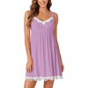 image:imageLYANER Womens Nightgown Sexy Sleeveless Babydoll Lingerie V Neck Lace Chemise Sleepwear NightdressPurple