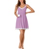 image:imageLYANER Womens Nightgown Sexy Sleeveless Babydoll Lingerie V Neck Lace Chemise Sleepwear NightdressPurple