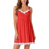 image:imageLYANER Womens Nightgown Sexy Sleeveless Babydoll Lingerie V Neck Lace Chemise Sleepwear NightdressRed