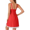 image:imageLYANER Womens Nightgown Sexy Sleeveless Babydoll Lingerie V Neck Lace Chemise Sleepwear NightdressRed