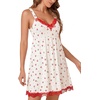 image:imageLYANER Womens Nightgown Sexy Sleeveless Babydoll Lingerie V Neck Lace Chemise Sleepwear NightdressRed Cherry Star