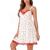 image:imageLYANER Womens Nightgown Sexy Sleeveless Babydoll Lingerie V Neck Lace Chemise Sleepwear NightdressRed Cherry Star