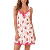 image:imageLYANER Womens Nightgown Sexy Sleeveless Babydoll Lingerie V Neck Lace Chemise Sleepwear NightdressRed Soda Bow