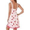 image:imageLYANER Womens Nightgown Sexy Sleeveless Babydoll Lingerie V Neck Lace Chemise Sleepwear NightdressRed Soda Bow