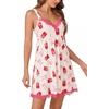 image:imageLYANER Womens Nightgown Sexy Sleeveless Babydoll Lingerie V Neck Lace Chemise Sleepwear NightdressRed Soda Bow