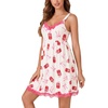 image:imageLYANER Womens Nightgown Sexy Sleeveless Babydoll Lingerie V Neck Lace Chemise Sleepwear NightdressRed Soda Bow