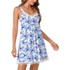 image:imageLYANER Womens Nightgown Sexy Sleeveless Babydoll Lingerie V Neck Lace Chemise Sleepwear NightdressRoyal Blue Floral Print