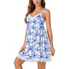 image:imageLYANER Womens Nightgown Sexy Sleeveless Babydoll Lingerie V Neck Lace Chemise Sleepwear NightdressRoyal Blue Floral Print