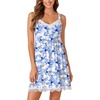 image:imageLYANER Womens Nightgown Sexy Sleeveless Babydoll Lingerie V Neck Lace Chemise Sleepwear NightdressRoyal Blue Floral Print