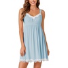 image:imageLYANER Womens Nightgown Sexy Sleeveless Babydoll Lingerie V Neck Lace Chemise Sleepwear NightdressSky Blue