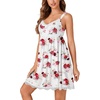 image:imageLYANER Womens Nightgown Sexy Sleeveless Babydoll Lingerie V Neck Lace Chemise Sleepwear NightdressWhitered Rose Print