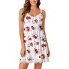 image:imageLYANER Womens Nightgown Sexy Sleeveless Babydoll Lingerie V Neck Lace Chemise Sleepwear NightdressWhitered Rose Print