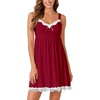 image:imageLYANER Womens Nightgown Sexy Sleeveless Babydoll Lingerie V Neck Lace Chemise Sleepwear NightdressWine Red