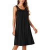 image:imageLYANER Womens Nightgown Sleeveless Sleepwear Scoop Neck Full Slip Lace Chemise NightdressBlack