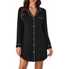 image:imageLYANER Womens Nightgowns for Women Long Sleeve Nightshirt Button Sleepshirt Nightdress Casual SleepwearBlack