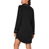 image:imageLYANER Womens Nightgowns for Women Long Sleeve Nightshirt Button Sleepshirt Nightdress Casual SleepwearBlack