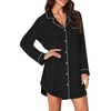 image:imageLYANER Womens Nightgowns for Women Long Sleeve Nightshirt Button Sleepshirt Nightdress Casual SleepwearBlack