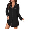 image:imageLYANER Womens Nightgowns for Women Long Sleeve Nightshirt Button Sleepshirt Nightdress Casual SleepwearBlack