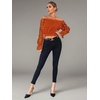 image:imageLYANER Womens Off Shoulder Floral Mesh Long Sleeve Ruffle Trim Crop Blouse TopRust Red