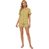 image:imageLYANER Womens Pajamas Set Button Down V Neck Short Sleeve Ruffle Pjs Top with Shorts SleepwearLight Yellow