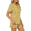 image:imageLYANER Womens Pajamas Set Button Down V Neck Short Sleeve Ruffle Pjs Top with Shorts SleepwearLight Yellow
