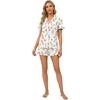 image:imageLYANER Womens Pajamas Set Button Down V Neck Short Sleeve Ruffle Pjs Top with Shorts SleepwearPink Bottle Knot
