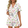 image:imageLYANER Womens Pajamas Set Button Down V Neck Short Sleeve Ruffle Pjs Top with Shorts SleepwearPink Bottle Knot