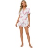 image:imageLYANER Womens Pajamas Set Button Down V Neck Short Sleeve Ruffle Pjs Top with Shorts SleepwearPink Starfish