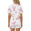 image:imageLYANER Womens Pajamas Set Button Down V Neck Short Sleeve Ruffle Pjs Top with Shorts SleepwearPink Starfish