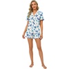 image:imageLYANER Womens Pajamas Set Button Down V Neck Short Sleeve Ruffle Pjs Top with Shorts SleepwearRoyal Blue White
