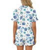 image:imageLYANER Womens Pajamas Set Button Down V Neck Short Sleeve Ruffle Pjs Top with Shorts SleepwearRoyal Blue White