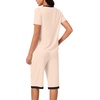 image:imageLYANER Womens Pajamas Set Short Sleeve Top and Capri Pants Soft 2 Piece Sleepwear Casual Lounge SetBeige