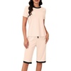 image:imageLYANER Womens Pajamas Set Short Sleeve Top and Capri Pants Soft 2 Piece Sleepwear Casual Lounge SetBeige